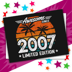 Postal Edición Limitada Nacido en 2007 Retro Increíble De
