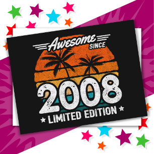 Postal Edición Limitada Nacido en 2008 Retro Increíble De