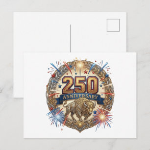 Postal Edición Vintage del 250 Aniversario del Búfalo Ame