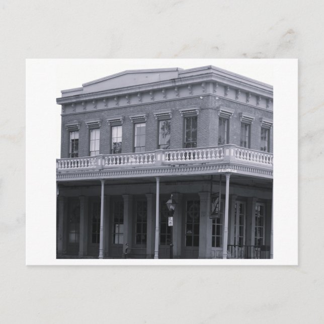 Postal Edificio Blanco y Negro Simple Vintage (Anverso)