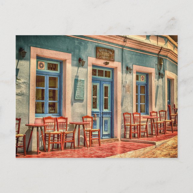 Postal Edificio de arquitectura del café Grecia Pelopones (Anverso)
