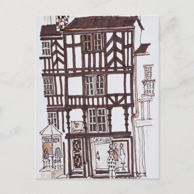 Postal Edificio de entramado de madera | Rennes, Bretaña, (Anverso)