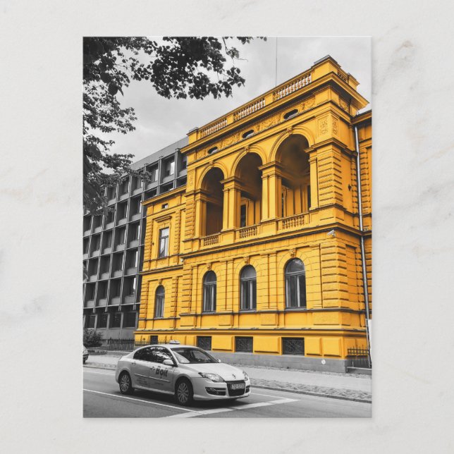 Postal Edificio de la ciudad amarilla fotografía Minimali (Anverso)