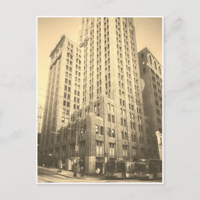 Postal Edificio de ladrillo alto de Sepia Seattle (Anverso)