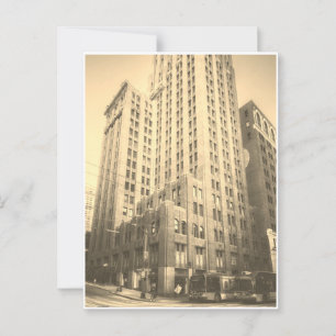 Postal Edificio de ladrillo alto de Sepia Seattle