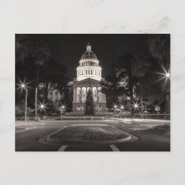 Postal Edificio del Capitolio de California en horario no (Anverso)