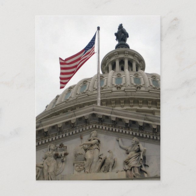 Postal Edificio del Capitolio de Estados Unidos con bande (Anverso)