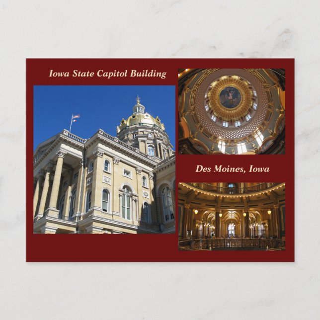 Postal Edificio del Capitolio de Iowa y decoración de la  (Anverso)