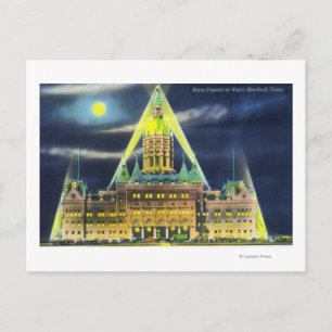Postal Edificio del Capitolio estatal de noche
