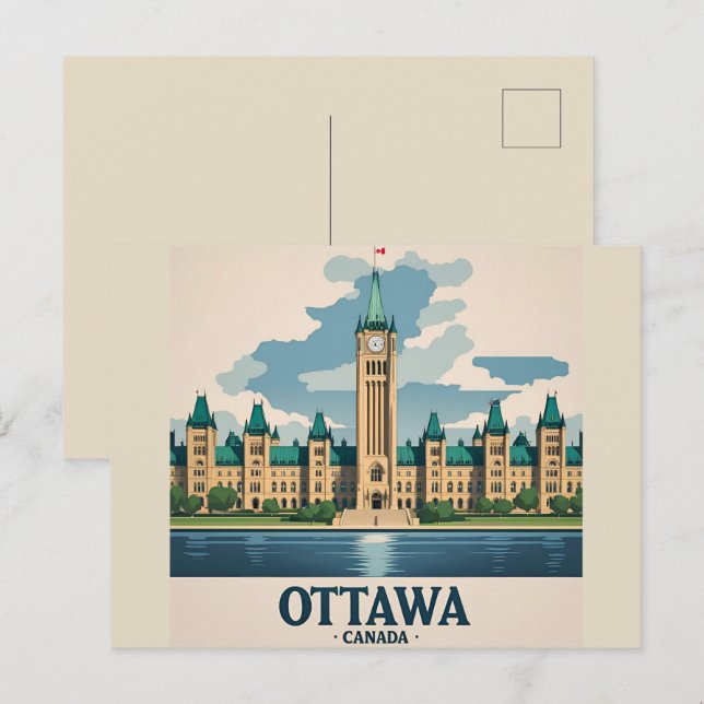 Postal Edificio del Parlamento de Canadá en Ottawa, horiz (Anverso / Reverso)