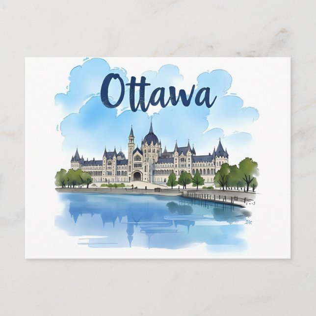 Postal Edificio del Parlamento de Canadá en Ottawa, horiz (Anverso)