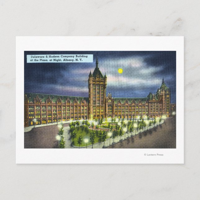 Postal Edificio Delaware y Hudson Co. de noche (Anverso)