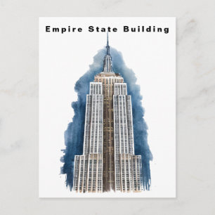 Postal Edificio Empire State Nueva York Acuarela