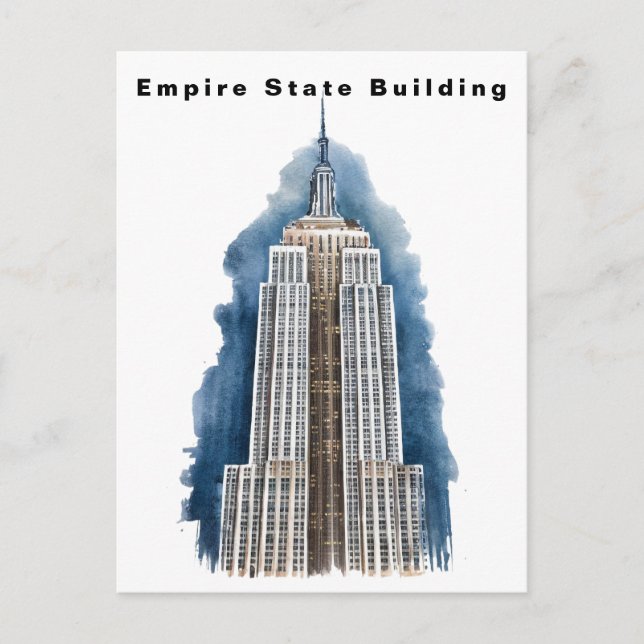 Postal Edificio Empire State Nueva York Acuarela (Anverso)