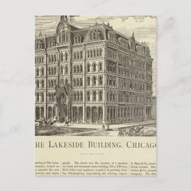 Postal Edificio Lakeside, Chicago (Anverso)