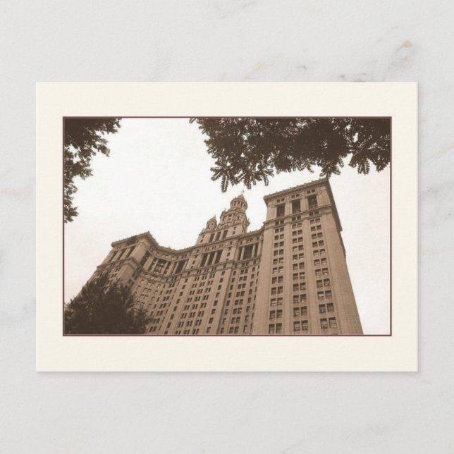 Postal Edificio Municipal de Manhattan - Postcard Sepia (Anverso)
