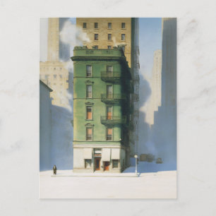 Postal Edificio verde en invierno en Nueva York