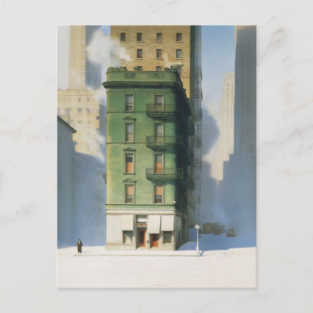 Postal Edificio verde en invierno en Nueva York (Anverso)