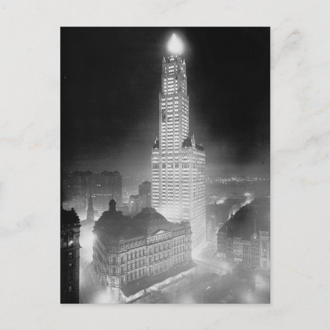 Postal Edificio Woolworth de noche, 1920 (Anverso)