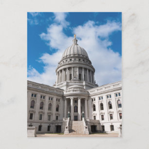 Postal Edificio y entrada del Capitolio Estatal de Wiscon