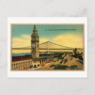 Postal Edificio y puente de ferris, San Francisco Vintage