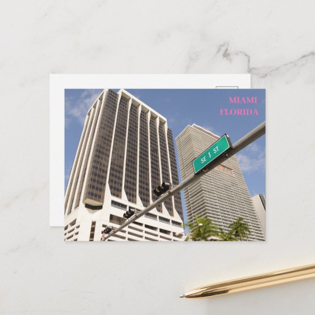 Postal Edificios blancos palmeras Miami Florida (Anverso/Reverso In Situ)