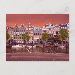 Postal Edificios, canales, bicicletas en Amsterdam, Paíse