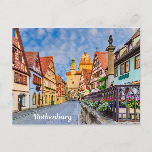Postal Edificios de calle medievales de Rothenburg, Alema (Anverso)