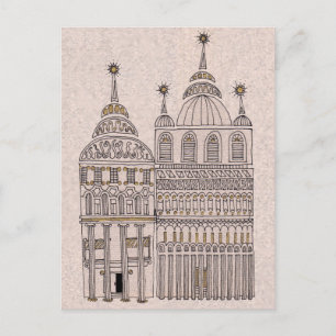 Postal Edificios de Ilustracion de hadas de hadas