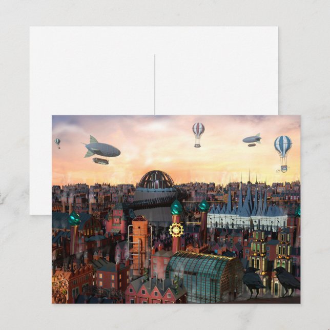 Postal Edificios de la ciudad de Steampunk (Anverso / Reverso)
