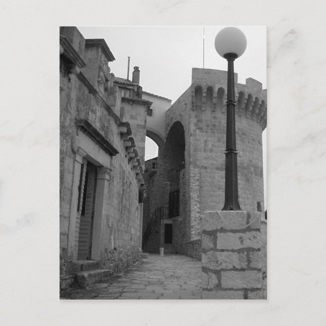 Postal Edificios de piedra de Korcula (Anverso)