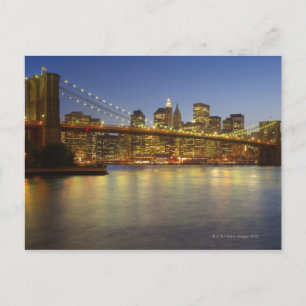 Postal Edificios del puente de Brooklyn y de la ciudad de