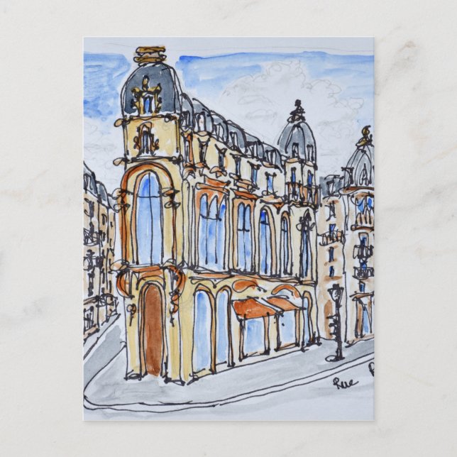 Postal Edificios en Rue Reaumur, París, Francia (Anverso)