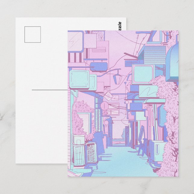 Postal Edificios estéticos Púrpura Pinta Pinta Blanda (Anverso / Reverso)