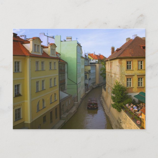 Postal Edificios históricos con canal, Praga, Checa (Anverso)