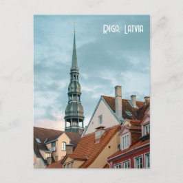 Postal Edificios históricos en la antigua Riga, Letonia
