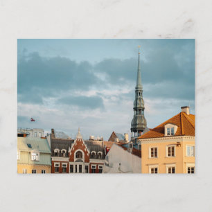 Postal Edificios históricos en la antigua Riga, Letonia