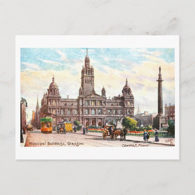 Postal Edificios Municipales Antiguos en Glasgow, Escocia (Anverso)
