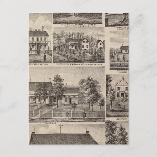 Postal Edificios residenciales y agrícolas, Owatonna, Min (Anverso)