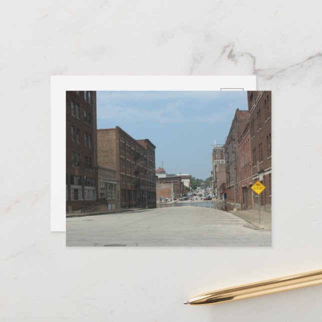 Postal Edificios y No hay salida en Burlington, Iowa (Anverso/Reverso In Situ)