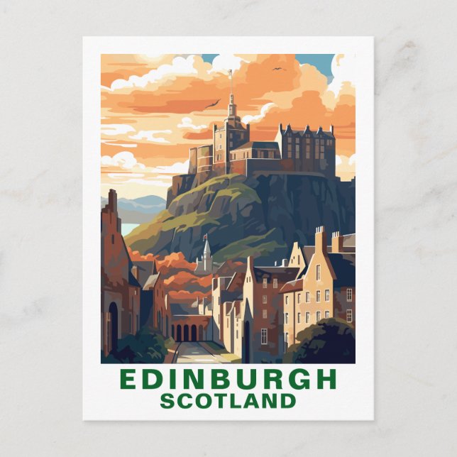 Postal Edimburgo Antiguo, Castillo de Escocia Viajes (Anverso)