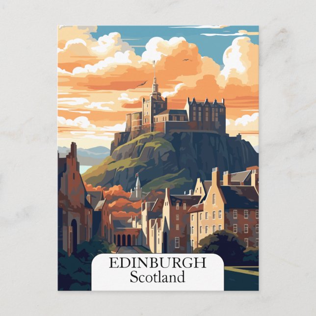 Postal Edimburgo, Castillo Vintage de Escocia (Anverso)