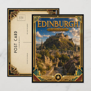 Postal Edimburgo Escocia Castillo Antiguo en Colina Art D