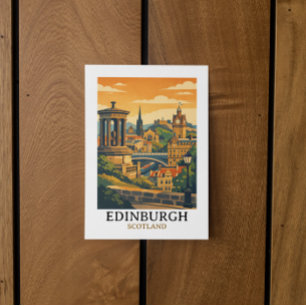 Postal Edimburgo Escocia Castillo Vintage Viaje Colorido