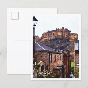 Postal Edimburgo Escocia Hermoso paisaje de pintura al ól