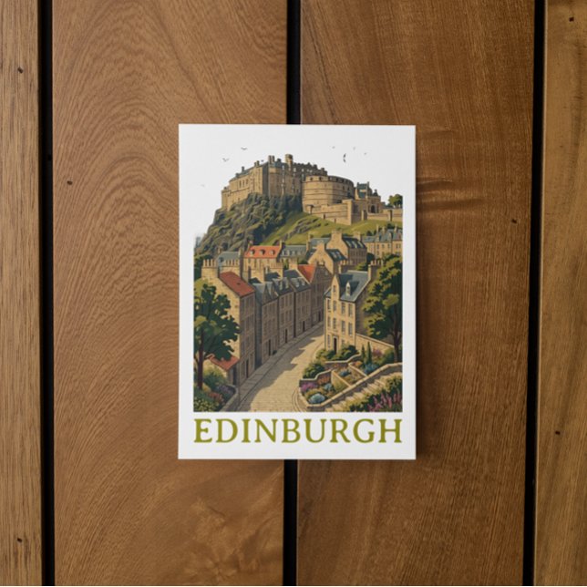 Postal Edimburgo Escocia Icono de Viajes Antiguos Castill (Edinburgh Scotland Vintage Travel Iconic Castle Postcard)