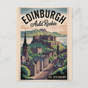 Postal Edimburgo Escocia Paisaje Urbano de Viaje Estilo R