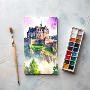 Postal Edimburgo, Escocia, pintura de acuarela del castil