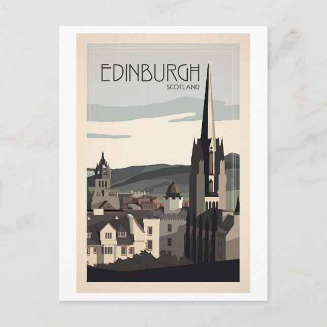 Postal Edimburgo Escocia Retro Vintage Inspirado (Anverso)
