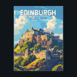 Postal Edimburgo Escocia Viaje Arte Vintage<br><div class="desc">Diseño de viaje vectorial retro de Edimburgo. Edimburgo es la compacta y montañosa capital de Escocia. Cuenta con un casco antiguo medieval y un elegante pueblo georgiano con jardines y edificios neoclásicos.</div>
